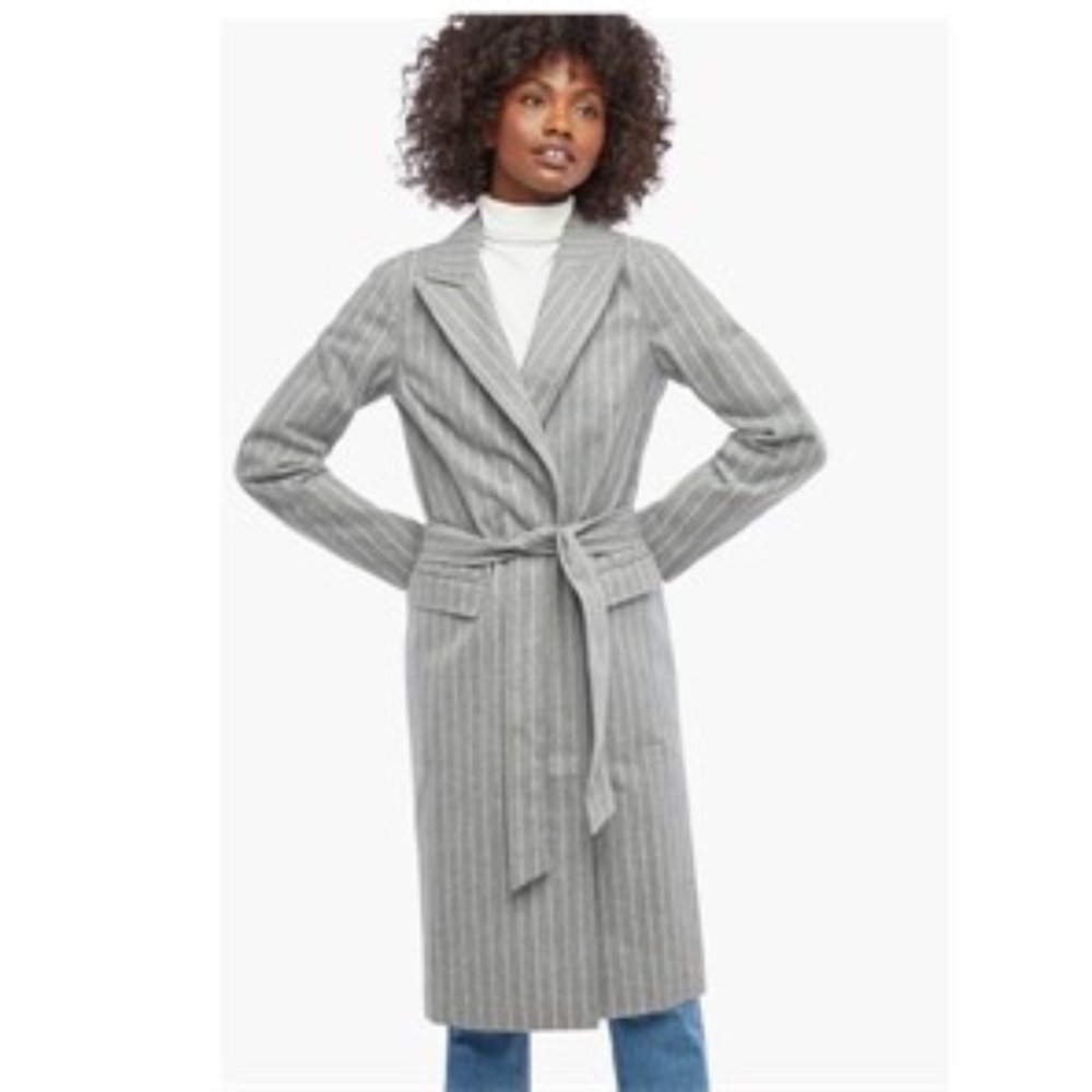 JUST FAB Pinstripe Faux Wool Coat (L)